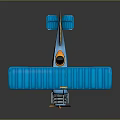 Blue Cartoon Style Biplane Featuring Yellow Propeller Whale Face And Windows