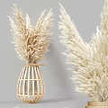 Modern Decorative Ornament Set With Pampas Grass Candles Ceramic Vases Picture Frame And Mirror Accents