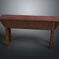 Vintage Wooden Console Table with Carved Legs Two Drawers and Textured Surface