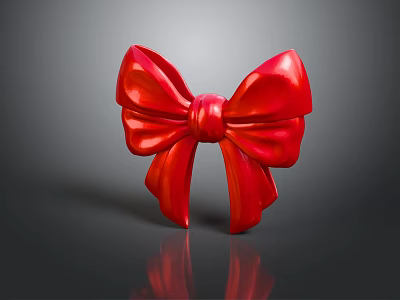 Red Shiny Bow Decorative Ornament Set for Home Interior Decoration 3d model