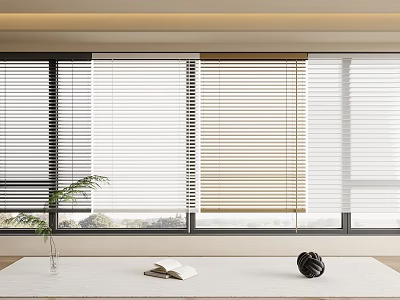 Modern Window Blinds In White And Beige Tones For Interior Home Decoration 3d model