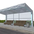 Modern platform bus platform awning canopy outdoor seat 3d model