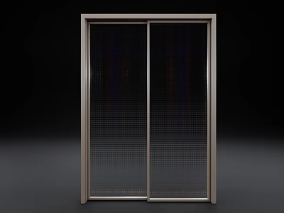 Modern Sliding Door Design With Double Glass Panels And Metal Frame 3d model