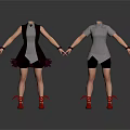 Women Fashion Outfits With Sleeveless And Short Sleeve Tops Black Shorts Red Boots