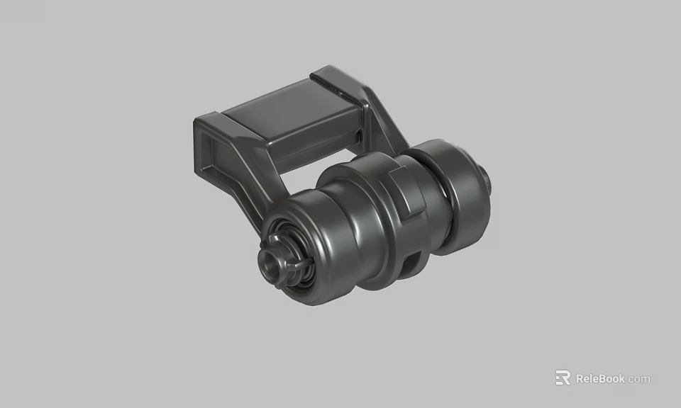 Black Industrial Mechanical Part With Rotating Components And Connector Block 3d model 