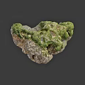Natural Stone and Wood Decor Piece with Lush Green Mossy Surface