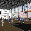 Modern Basketball Gymnasium Basketball Court 3d model