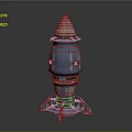 Blue Space Rocket Model with Conical Top and Thruster Base Structure Design 3d model