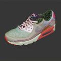 Stylish White Nike Air Max Shoes With Orange Sole And Black Logo Design