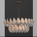 Modern Crystal Chandelier With Petal Shaped Frosted Glass And Golden Frame Design