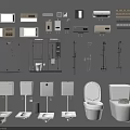 Modern Bathroom Fixtures Collection with Toilet Washbasin Shower Accessories and Cabinets