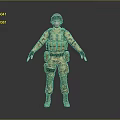 Camouflage Uniformed Soldier In Military Gear With Helmet And Tactical Vest