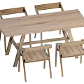 Dining Table and Chair Combination Log Style Dining Table and Chair Combination 3d model