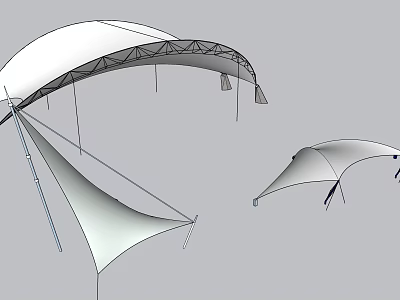 White Membrane Structure Outdoor Canopy With Support Frame And Modern Design 3d model