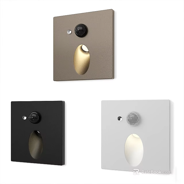 Modern Minimalist Wall Lights In Brown Black And White With Sleek Panel Design 3d model 