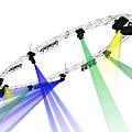 Ceiling Mounted Downlights And Spotlights With Multi Colored Light Beams For Stage Lighting Setup