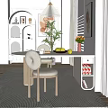 Modern Restaurant With Bright Interior White Dining Table Round Back Chairs Fruit Bowl And Green Plant