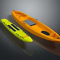 Yellow And Neon Green Recreational Kayaks With Seats And Storage Compartments