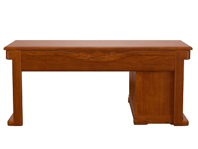 Classic Solid Wood Desk With Carved Details And Single Drawer Design 3d model