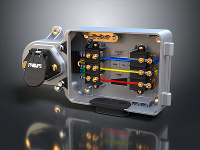 Electrical Switch Panel Internal Wiring Structure With Terminal Blocks And Colored Wires 3d model