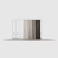 Modern Textured Curtains in White Gray Dark Brown with Window Wall 3d model