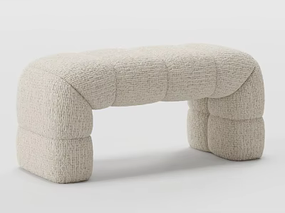 Beige Knitted Fabric Sofa Bench With Modern Arched Design And Thick Armrests 3d model