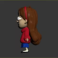 Cartoon Woman Character With Red Hair Red Sweater Blue Skirt And Black Shoes