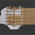Traditional Architecture With Exposed Wooden Trusses Sloped Roof White Stone Base And Extended Terrace