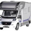 Ferrino Modern Motorhome Exterior With Silver Body Black Roof And Blue Stripes