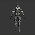 Medieval Knight Armor 3D Model As Battle Weapon With Silver And Gold Accents