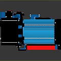 Industrial Equipment Display Featuring Blue Red Black Motors And High Performance Design