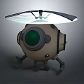 Sci Fi Mechanical Creature Character With Green Eye And Propeller Design