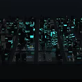 Modern Urban Architectural Model Showcasing Tall Illuminated Buildings and City Design