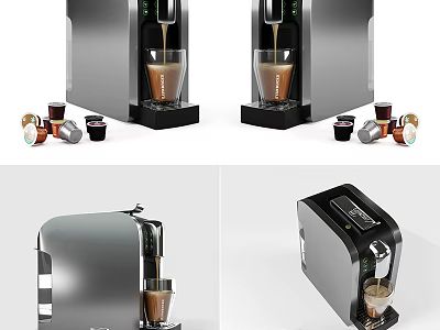 Modern Kitchen Appliance Coffee Machine With Capsule Pods And Coffee Cups 3d model
