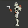 Game Movie Character Armored With White Red Green Helmet And Weapon Sci Fi Military Style