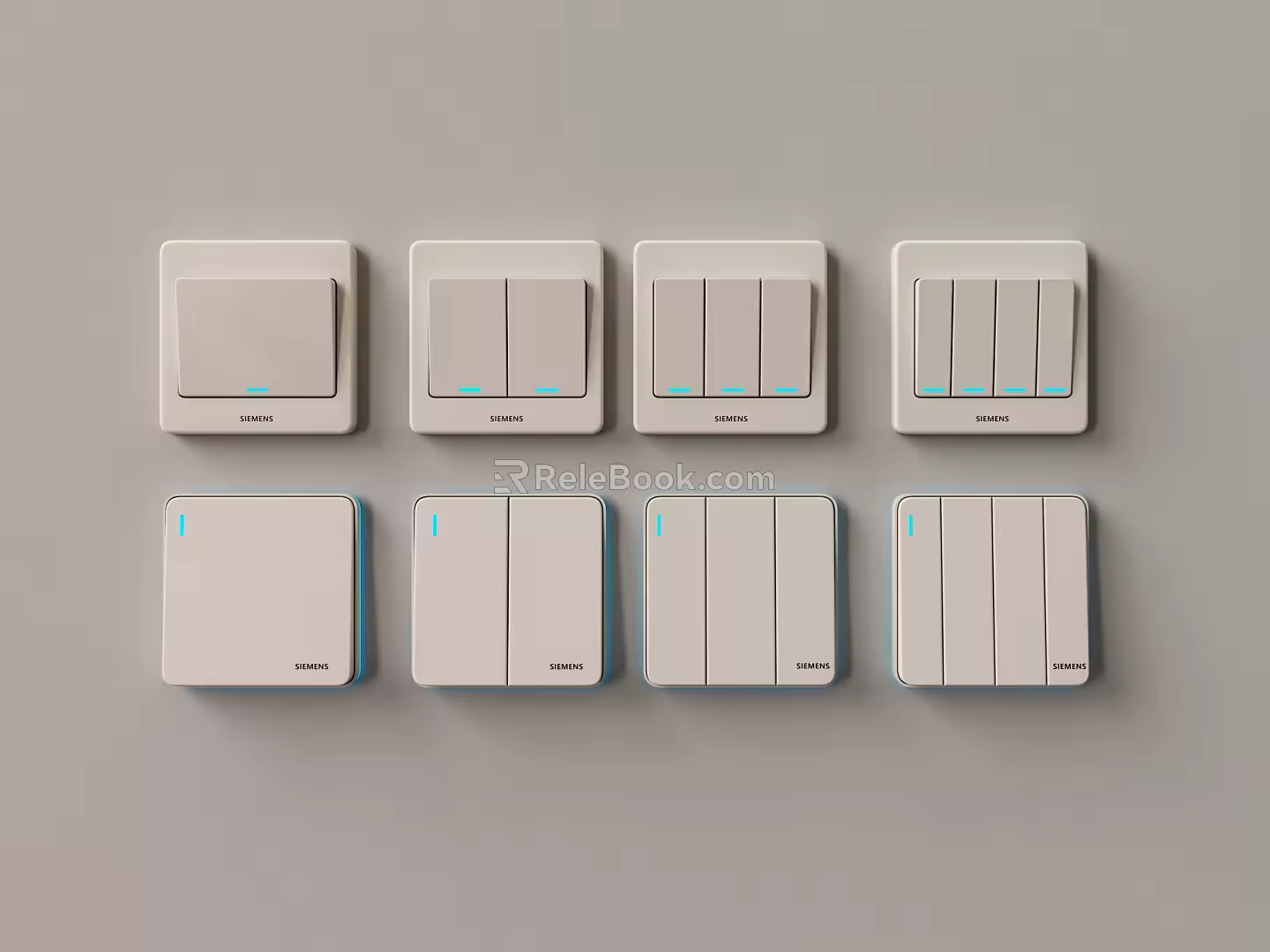 Wall white switch collection 3d model