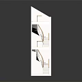 Detailed Three Story Architectural Model With Wooden Stairs And Balcony Floors
