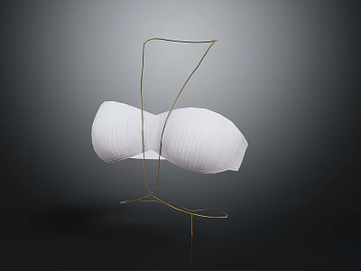 White Ribbed Bra Displayed On Gold Metal Stand Against Dark Background 3d model
