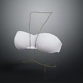 White Ribbed Bra Displayed On Gold Metal Stand Against Dark Background