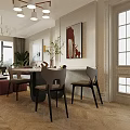 Modern Living Dining Room Interior With Grey Sofa Pink Cushions And Floor Lamp