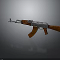 Assault Rifle With Wooden Stock And Silver Metal Components 3D Rendered