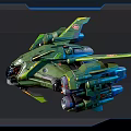 Futuristic Fighter Jet With Green And Blue Color Advanced Mechanical Engines And Aerodynamic Wings