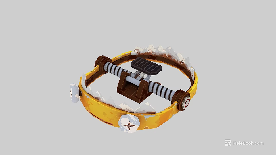 Mechanical Device Featuring Yellow Ring Black Platform Brown Components And White Accents 3d model 