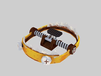 Mechanical Device Featuring Yellow Ring Black Platform Brown Components And White Accents 3d model