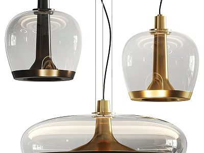 Modern Minimalist Pendant Lights With Glass Shade And Gold Black Metal Base 3d model