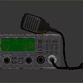 Weapon Communication Device With Vintage Radio Microphone Green Digital Screen Knobs And Connecting Cables 3d model
