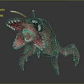 Horror Monster Game Movie Character With Large Mouth Sharp Teeth And Glowing Antennae