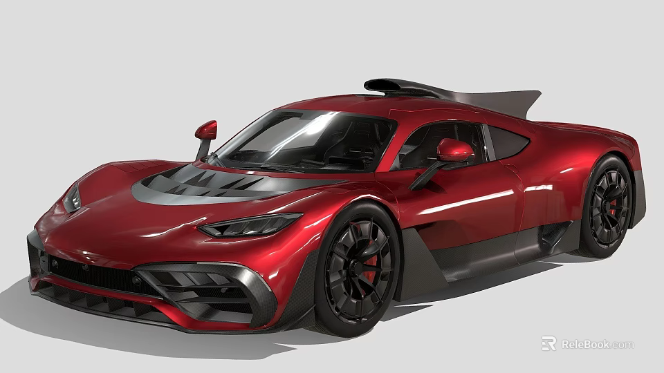 Sleek Red Sports Car Featuring Aerodynamic Design Black Wheels and Rear Spoiler 3d model 
