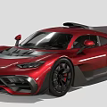 Sleek Red Sports Car Featuring Aerodynamic Design Black Wheels and Rear Spoiler