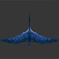 Blue Flying Creature 3D Model With Spread Wings On Dark Background